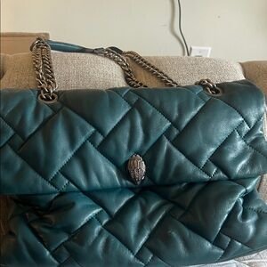 Teal Quilted Chain Shoulder Bag